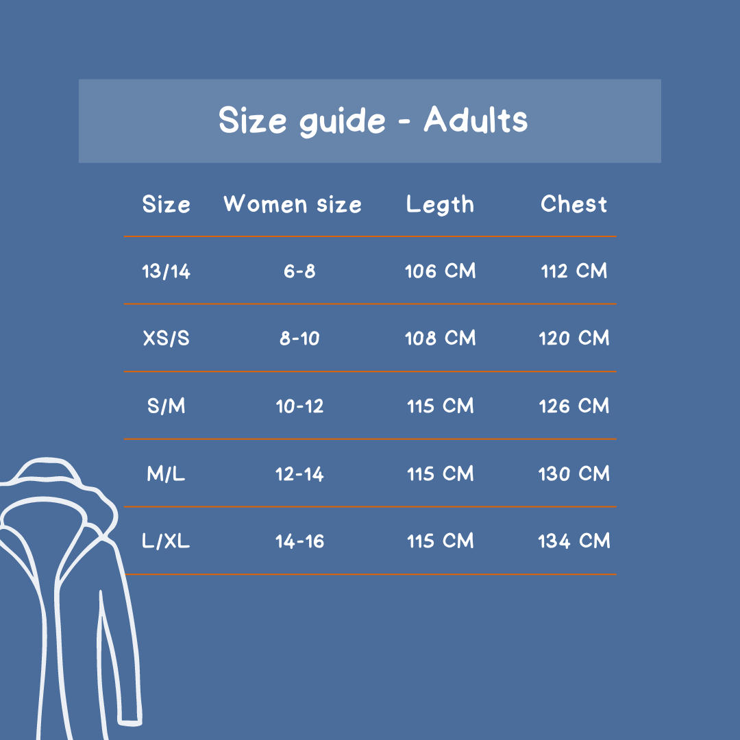 Size guide for Adults