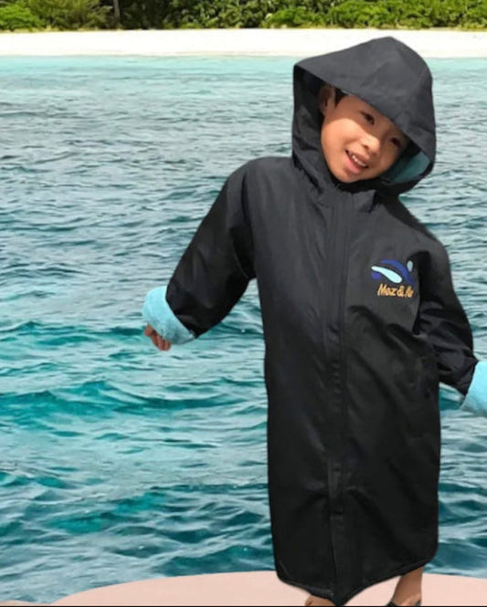 Mez&Ker Kids swim and sports parka in sky blue with Egyptian cotton towel lining