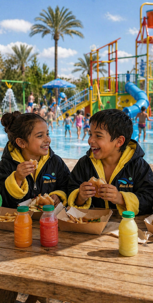 Kids can stay warm and comfortable while eating and relaxing in between swimming and playing.
